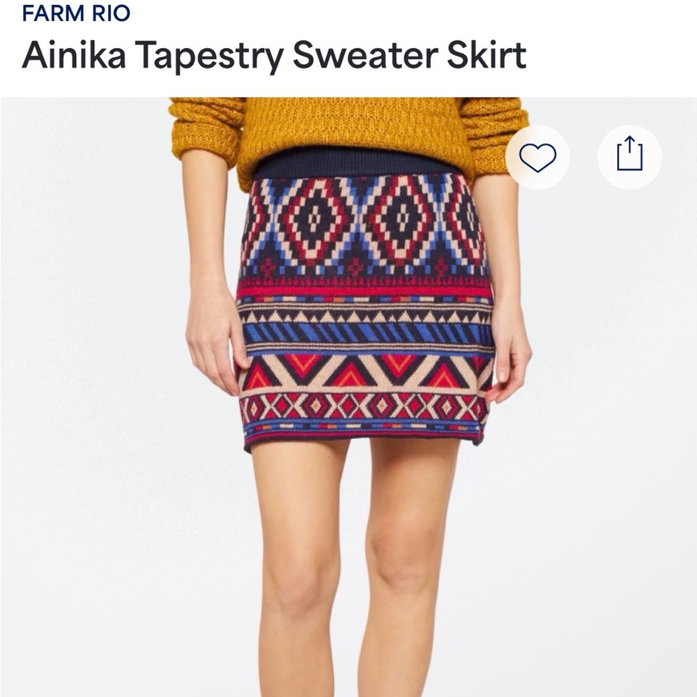 Farm Rio Geometric Patterned Sweater Mini Skirt
